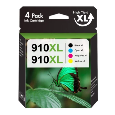 Paquete de 4 combinaciones de tinta 910XL con chip para HP OfficeJet Pro 8010 8015 8020 8022 8025 8028 Foto 1 de 4