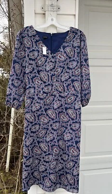 Nuevo con etiquetas Vestido Midi Talbots Bonito Azul Rojo Blanco Floral Cuello en V Algodón Forrado 22W Foto 1 de 4