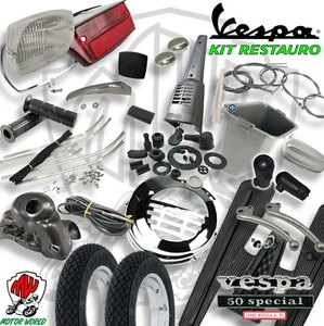 KIT RICAMBI RESTAURO VESPA 50 SPECIAL 3 E 4 MARCE COMPLETO RUOTE - Foto 1 di 1