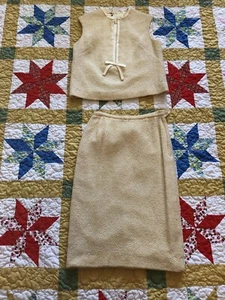60s VTG Pale Yellow Jackie O~Skirt Suit  Set XS/S - Picture 1 of 5