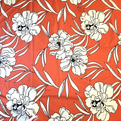 Prestigioso Diseño Tela Tapicería Naranja Crema Patrón Floral "Cuba" 55"X75" Foto 1 de 3