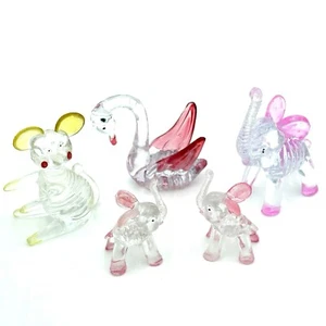 Vintage Lucite Acryl 70’s Animal Figures Lot Of 5 Made Hong Kong Elephants Mouse - Bild 1 von 20