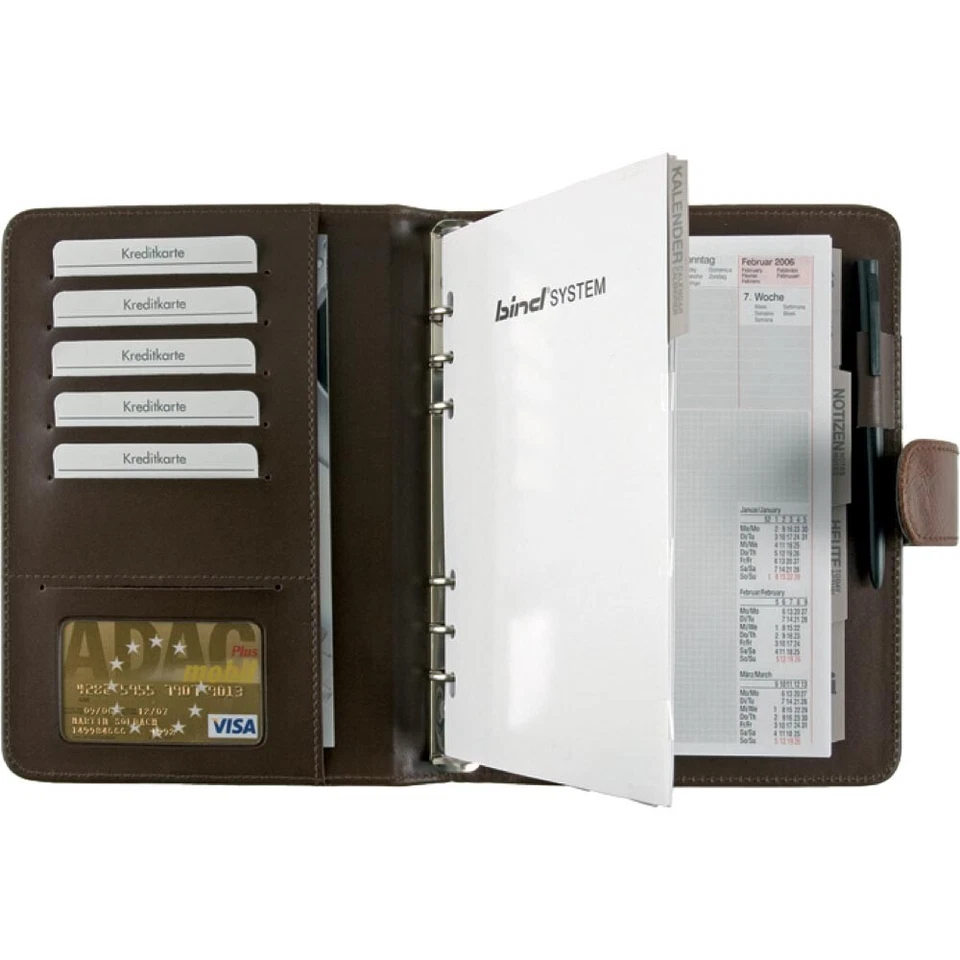 Bind Systemplaner DIN A5 Lederimitat Kalender 1 Wo 2 Seiten braun 15601