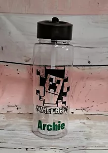 Personalised Minecraft 650ml water bottle school birthday xmas gift - Picture 1 of 1