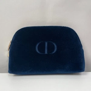 NEW Dior Cosmetic Makeup Bag Navy Velvet Pouch Bag - Picture 1 of 5