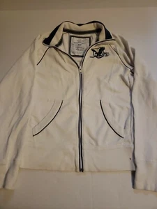 American Eagle Outfitters white full zip Sweatshirt Womens small VTG Zip - Picture 1 of 5