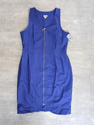 Worthington Blue Woman's Dress Zip In Front Size 12 NWT - Image 1 of 4