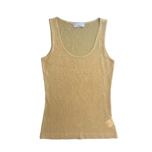 Top tejido Missoni dorado metálico sin mangas cuello redondo para mujer talla 42 hecho en Italia - Imagen 1 de 9