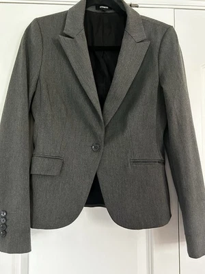 Jaqueta Blazer Express Feminina 1 Botão Tamanho 6 Casaco Cinza Mistura de Poliéster Carreira - Imagem 1 de 4