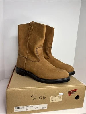 Botas de trabajo de cuero Red Wing 1105 Pecos punta suave para hombre 13D tostadas con caja tirar nuevas en stock Foto 1 de 4