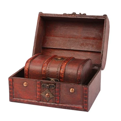  2 Pcs Travel Jewelry Box Handmade Treasure Decorative Suitcase Chest - Image 1 of 4