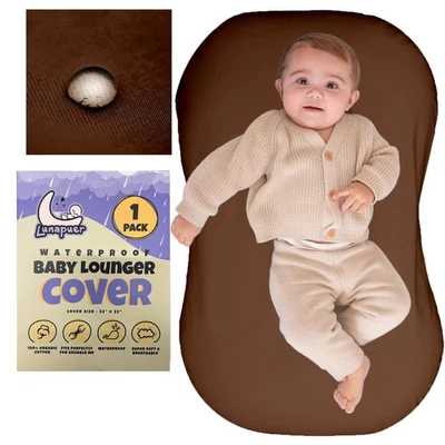 Funda Tumbona Bebé 100% Impermeable - 2 Capas Algodón Orgánico Marrón  Foto 1 de 4