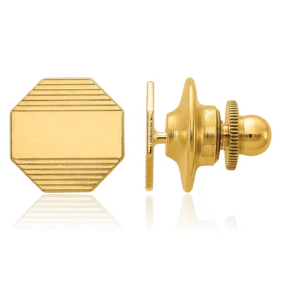 14K Solid Yellow Gold Mens Octagonal Tie Clip Bar Tac - Image 1 of 3