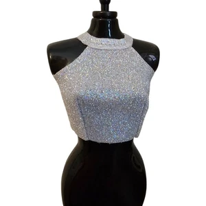 Vintage Mattel Barbie Doll Crop Top Formal Silver Glitter Sleeveless - Picture 1 of 3