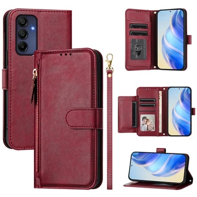 Leather Flip Zipper Wallet Case For Samsung Galaxy A52 A26 A16 A15 A05S W/Screen - Image 1 of 4