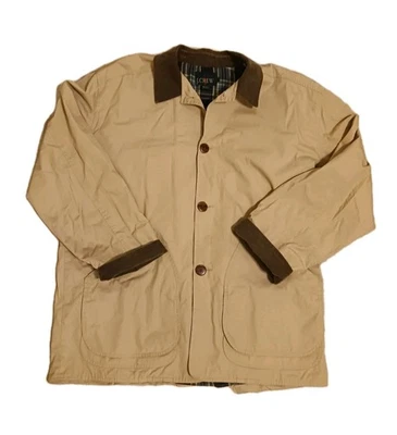 Vtg 90s J. Crew Oarsman Cotton Flannel Lined Barn Jacket Chore Field Coat Large - Image 1 of 4