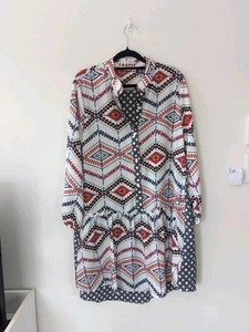 Trelise COOPER Mojito Bites Shit Dress Tunic Patterned Aztec Size L Red - Picture 1 of 7