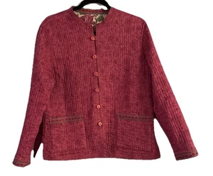 Chaqueta Acolchada Reversible Vintage LP Rosa Verde Floral Boho Cottagecore Abuela - Imagen 1 de 11