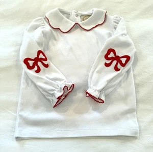 The Beaufort Bonnet Company Girls Long Sleeve Red Bow Blouse Size 5 - Picture 1 of 11