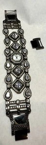 Joan Boyce Crystal & Gun Metal Bracelet Watch 3 Extra Links 7”-8 3/4” NWOT - Picture 1 of 4
