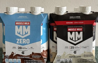 (Paquete de 2) Batido Muscle Milk Zero Protein crema de chocolate y vainilla 4 CT cada uno Foto 1 de 3