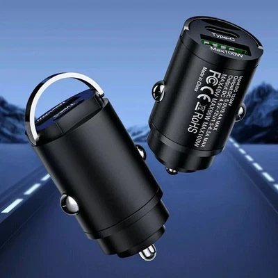 Cargador de Teléfono USB Tipo 100W C QC3.0 Negro Carga Rápida Accesorios Interior Coche Foto 1 de 4