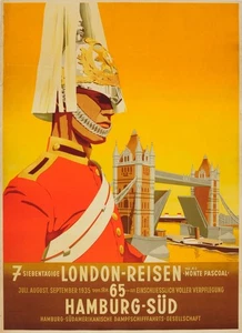 Travel Posters London Reisen Hamburg Sud Ottomar Anton - Picture 1 of 1