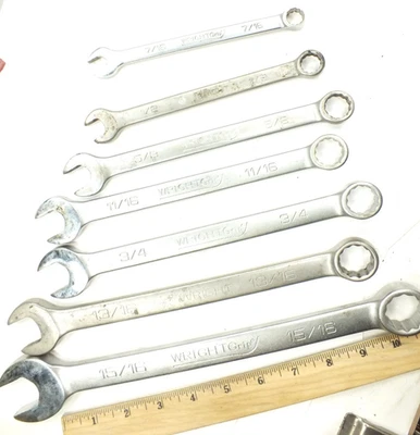 LOTE DE 7 LLAVES COMBINADAS HERRAMIENTAS DERECHA/AGARRE 12 PUNTOS 7/16 a 15/16 - EE. UU. - SAE - Imagen 1 de 4