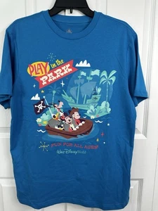 Disney Play in the Park Blue Pirates of the Caribbean Tshirt L NWT Short Sleeve - Picture 1 of 2