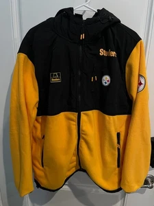 Pittsburgh Steelers Fleece gefütterte Full Zip Jacke Kapuze gelb schwarz Logo Large - Bild 1 von 8
