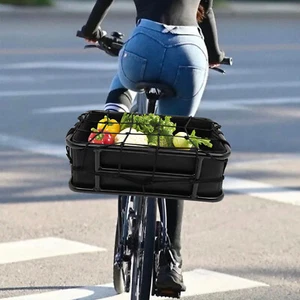 Fahrradkorb Gepäckträger Stahl Festmontage Hinten Schwarz 45.6x32x15cm DE - Bild 1 von 22