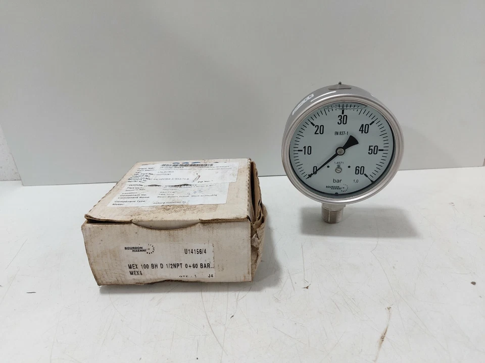 Bourdon Haenni MEX-100-BH-D Calibre 1/2 NPT 0+60 Bar MEX100BHD / 0-60 bar EN 837-1 Foto 1 de 4