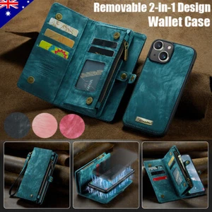 For iPhone 16e/15/14/13/12/11 Pro Max Magnet Cover Removable Leather Wallet Case - Picture 1 of 75