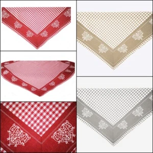 Mitteldecke 85x85cm Landhausstil vintage kariert Herz Stickerei rot,beige,grau - Bild 1 von 6