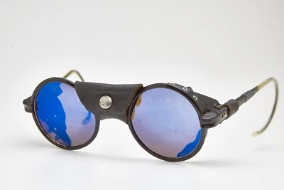 1980s vintage round sunglasses SALICE mirrorles eyeglasses burning man goggles - Image 1 of 4