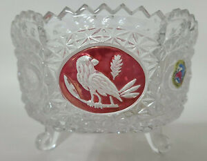 Echt Bleikristall Hofbauer Collection 24% Lead Crystal Candy Bowl Red Bird Byrd