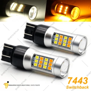 White Amber 7443 7444 LED Front Turn Signal Blinker Light Bulb For Buick Enclave - Foto 1 di 12