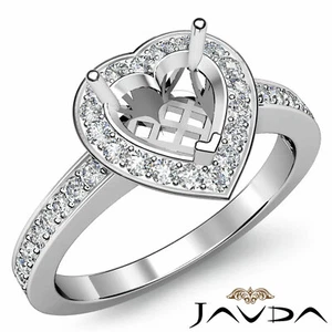 Anillo de compromiso personalizado de diamantes con montura de halo semi montura de corazón 0,35 Ctw - Imagen 1 de 24