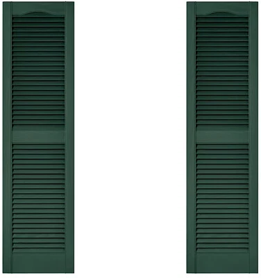 Set of 2 VANTAGE Exterior Louvered Arch Shutters 15 x 55 Vinyl FOREST GREEN USA - Изображение 1 из 2