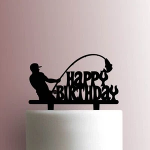 Fisherman Happy Birthday 225-A487 Cake Topper - Picture 1 of 2