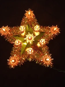 Vintage 11 light Christmas Tree Star Topper Lighted Top (GOLD) - Picture 1 of 2