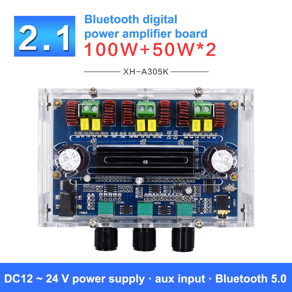 TPA3116D2 Bluetooth 5.0 2.1 Channel  Digital Power Amplifier Board 2*50W+100W - Image 1 of 4