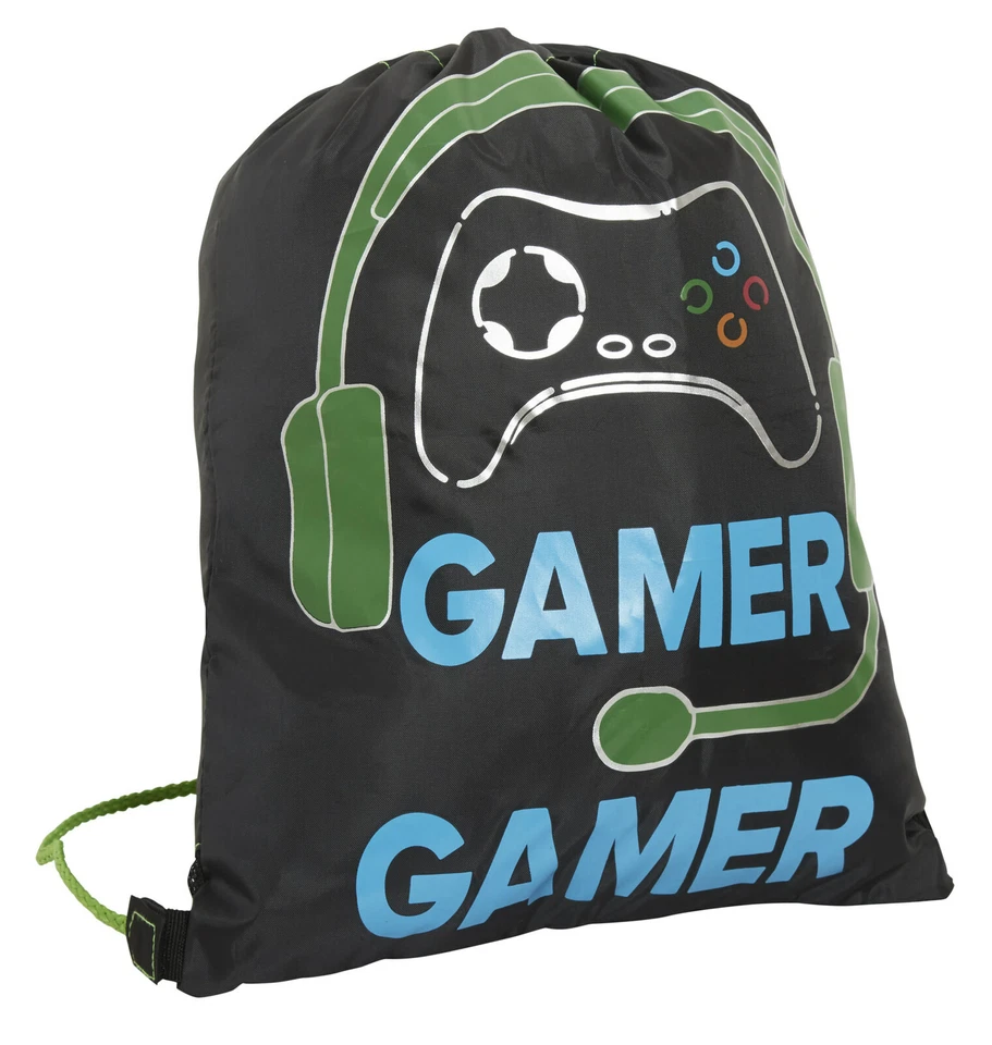 Boys Epic Gamer Drawstring Gym Bag Gaming Sports Swim School PE Kit Bag Sack
