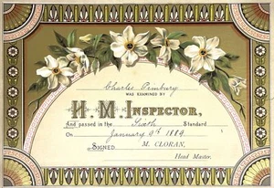 Chromolithograph / St John's School Inspection Certificate 1899 - Picture 1 of 3