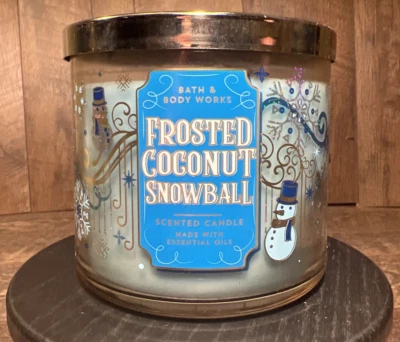 Frosted Coconut Snowball- Bath & Body Works 3-Wick Wax Candle 14.5oz- 2019 NEW🥥 - Image 1 of 4