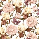Camellia Rose Pink Peony Wallpaper Removable - 10'Ft H X Brown 10'Ft H X 24''Inc