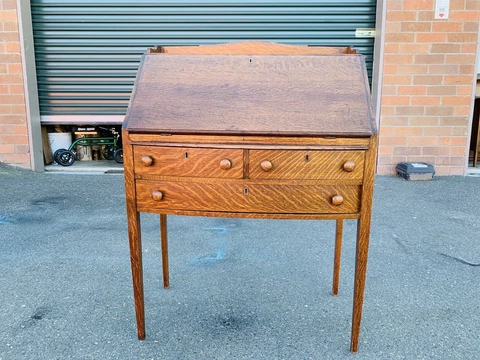 Beautiful Antique 19th Century Mission Oak Drop Front Secretary Desk Cover