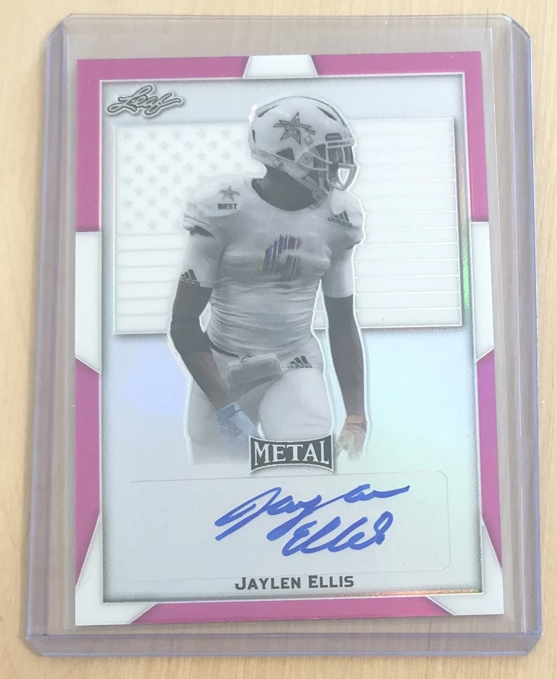 Jaylen Ellis 2019 Leaf All-American Metal Pink Flag Auto 2/6 Baylor Bears - Image 1 of 2