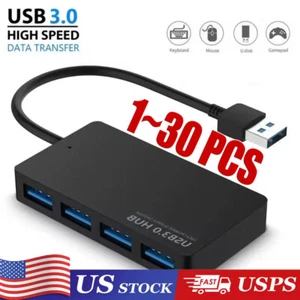 4 Port USB Hub Splitter For PC Mac MacBook Notebook Laptop Desktop Portable Lot - Picture 1 of 12