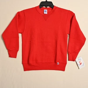 Vintage Russell Athletic RED V-notch Sweatshirt YOUTH MEDIUM - 4063 - Picture 1 of 6